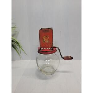 Vintage Nut Chopper Hazel Atlas Spice Grinder Metal Glass Jar